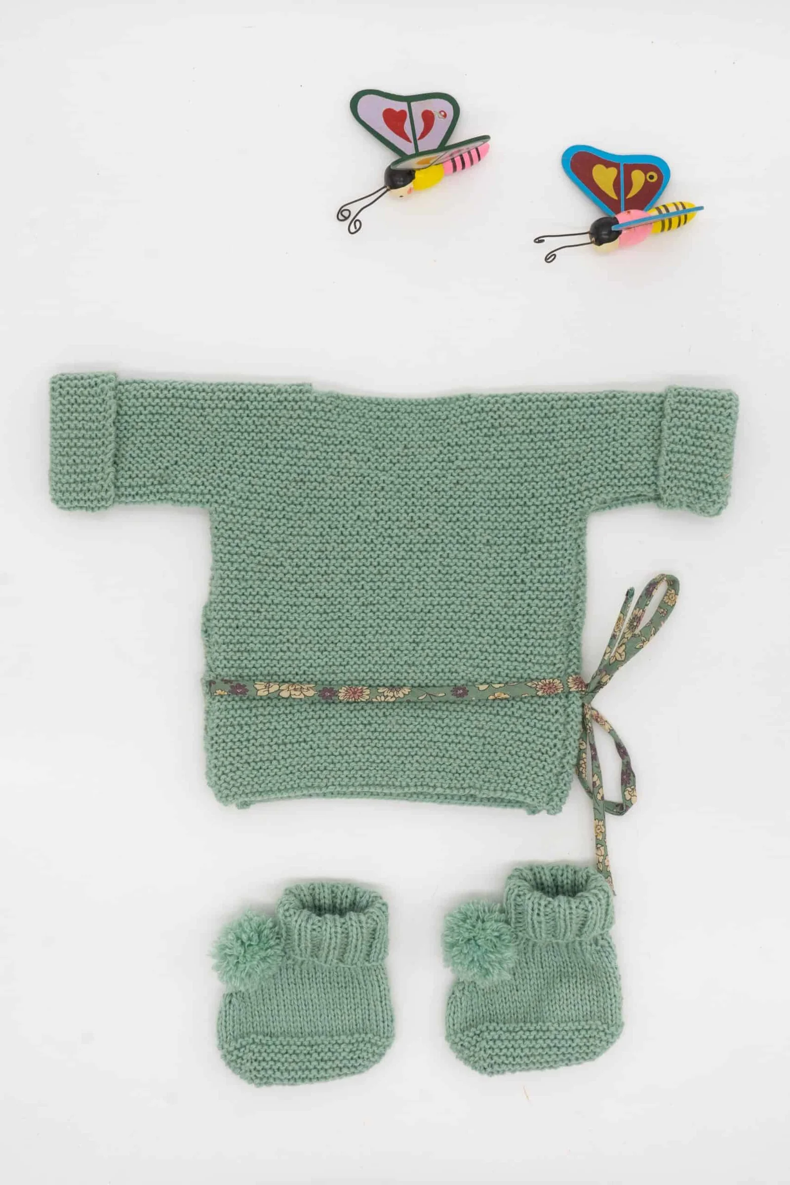 Brassière cache-cœur « Elisabeth » en pure laine fine mérinos – taille 0-3 mois et 3-6 mois – Image 3