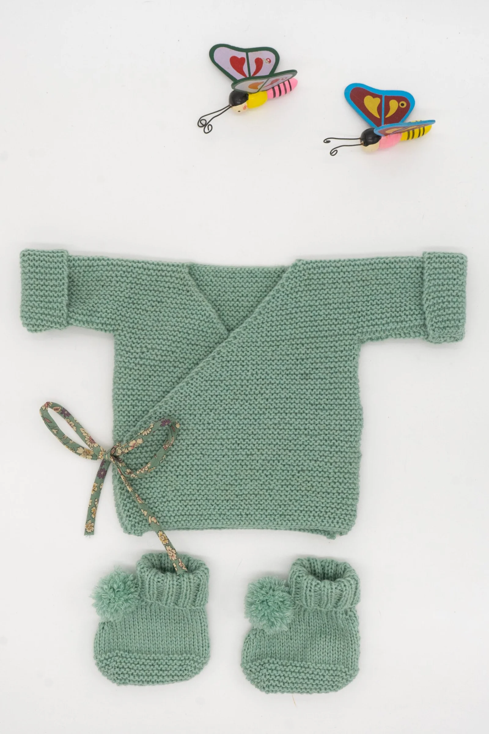 Brassière cache-cœur « Elisabeth » en pure laine fine mérinos – taille 0-3 mois et 3-6 mois – Image 2