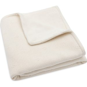 Couverture berceau 75×100 – Cosy knit ivory / velvet