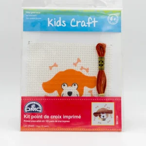 Kit point de croix imprimé chien orange