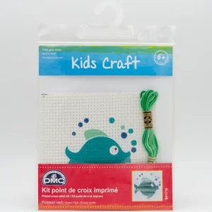 Kit point de croix imprimé poisson vert
