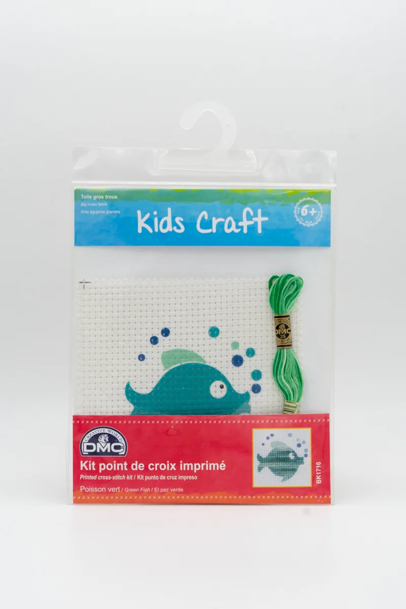 Kit point de croix imprimé poisson vert