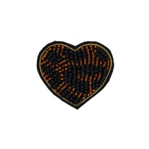 Broche coeur léopard perles