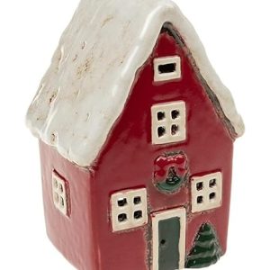 Bougie chauffe-plat de noel village Pottery rouge