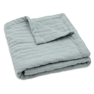 Couverture gaze de coton jacquard sea green