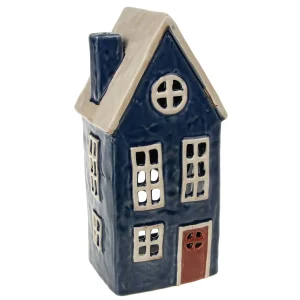 Bougie chauffe-plat Village Pottery Tall Cottage bleu marine