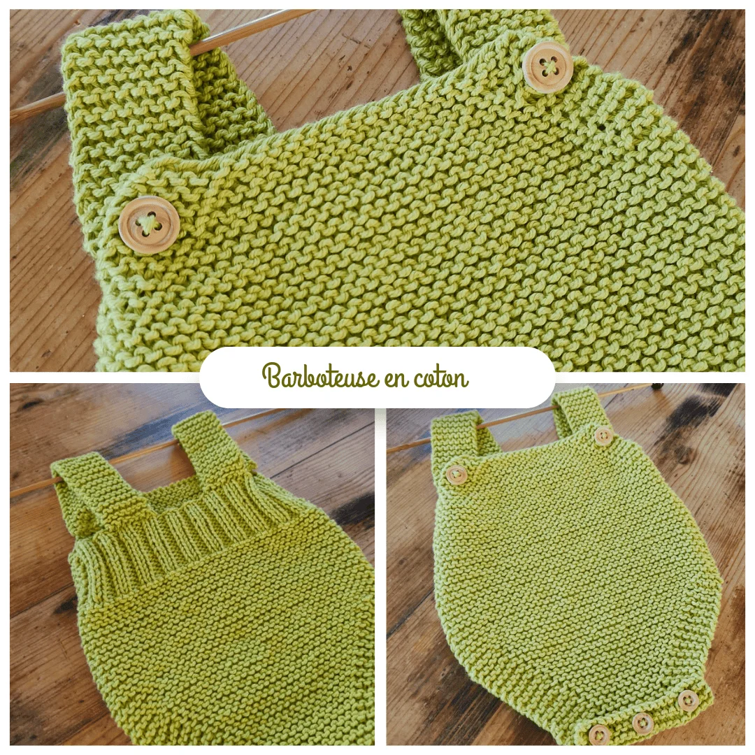 Ensemble barboteuse et ballerines en coton pistache – Taille naissance – Image 9