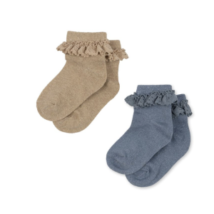 Chaussette lurex x 2pcs sable et bleu