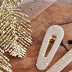 Barrette résine crème or