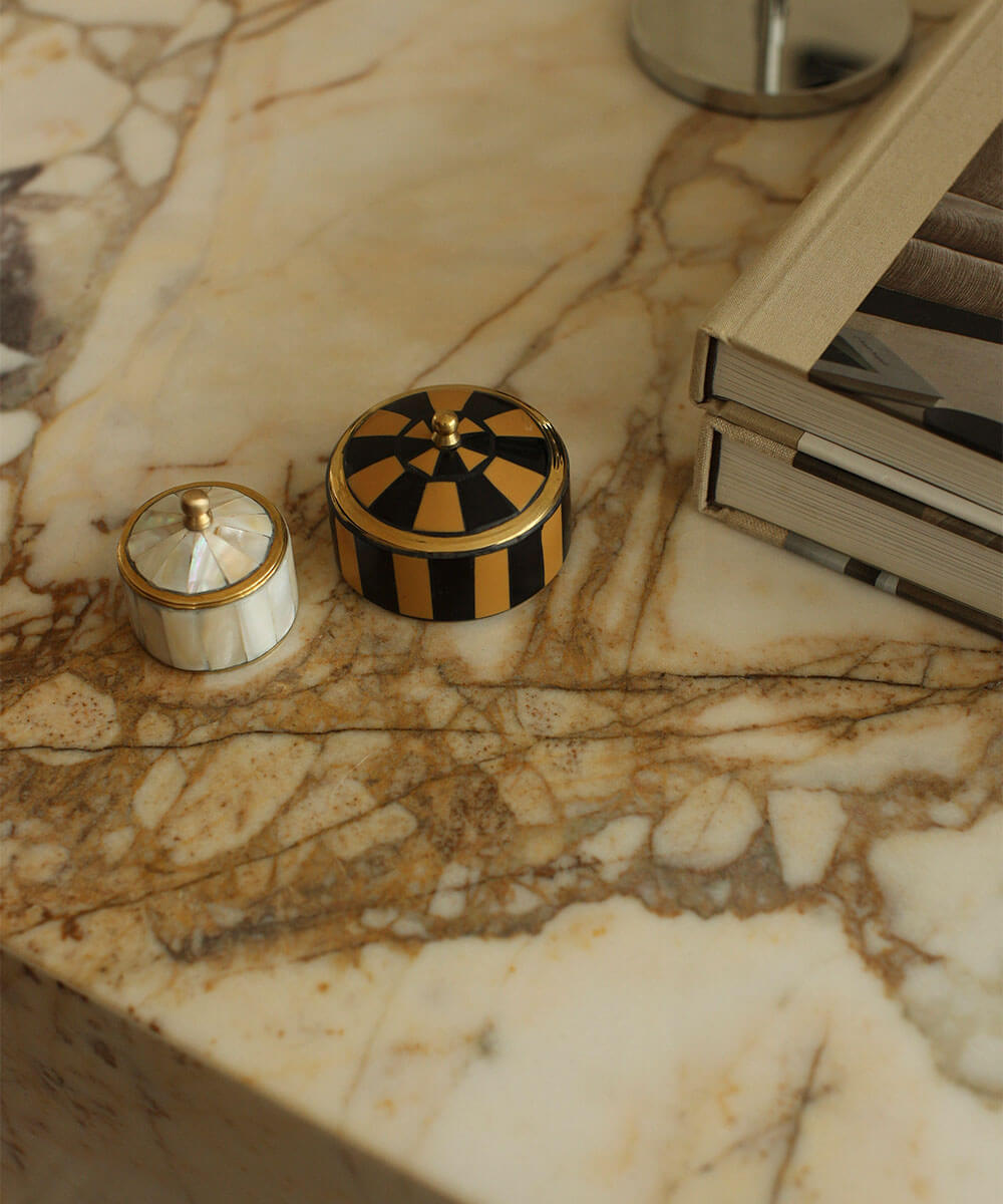 Boîte laiton nacré – rayures noires – Image 2