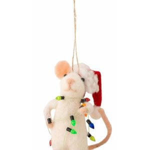 Bibelot Laine – souris blanche guirlandes