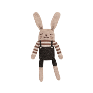 Doudou lapin salopette noire 22 cm