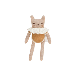 Doudou chaton maillot ocre 22 cm