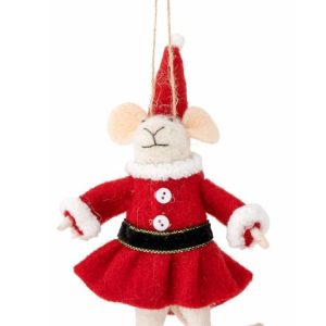 Bibelot Laine – souris blanche robe noel