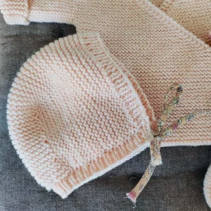 Béguin « Eglantine » en pure laine mérinos – Tailles 0-3 mois et 3-6 mois – Nombreux coloris