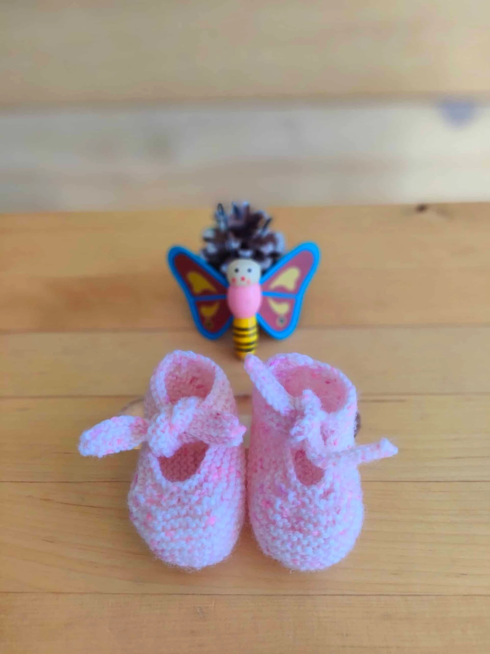 Babies en pure laine mérinos – Taille 0-3 mois – coloris malabar et rose moucheté – Image 5