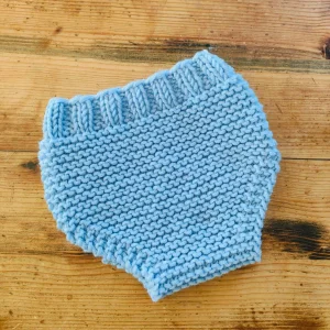 Bloomer « Léo-Léa » sans ruban en pur mérinos – bleu ciel – taille 0-3 mois