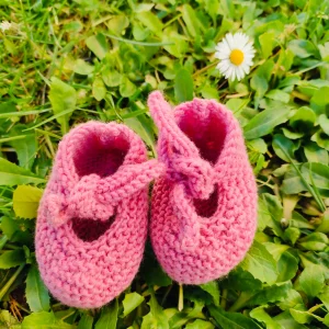 Babies en pure laine mérinos – Taille 0-3 mois – coloris malabar et rose moucheté