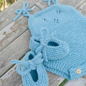 Ensemble barboteuse et ballerines en coton (taille naissance à 6 mois)