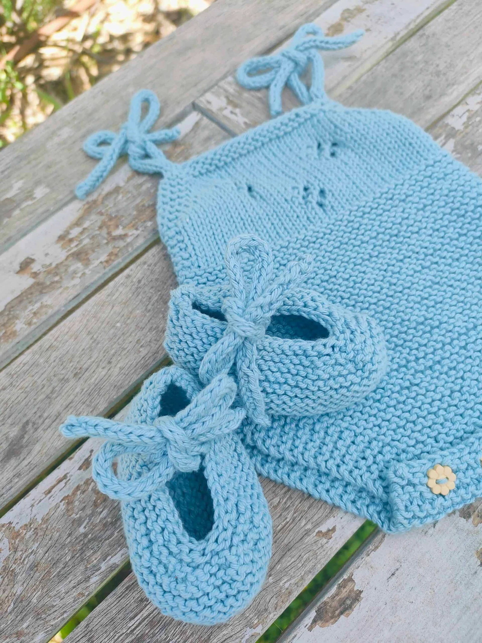 Ensemble barboteuse et ballerines en coton (taille naissance à 6 mois) – Image 2