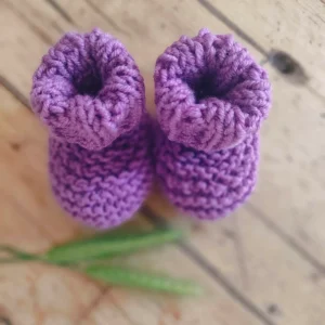 Chaussons montants en pur mérinos – taille 0-3 mois