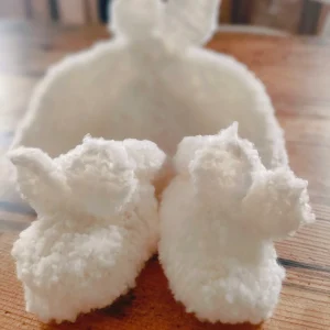 Chaussons montants « Lapinou » (Tailles 0-3 mois / 3-6 mois)- aig. n°4,5