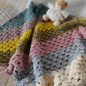 Couverture pour bébé au crochet « corner to corner » en 100% coton