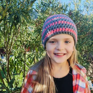 Bonnet « snowboarder » enfant gris/rose bonbon