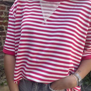Tee-shirt oversize -rayures roses
