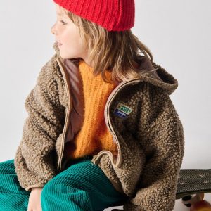 Veste courte ample ML zippée capuche hoktown – muscade chiné