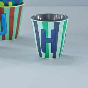 Gobelet mélamine lettre bleu – H
