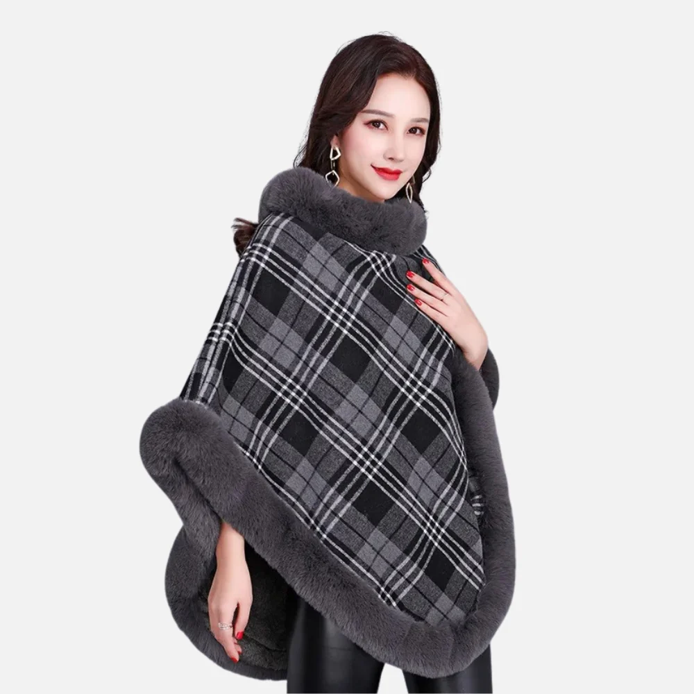 Poncho Femme Avec Finitions Fourrure – Image 5