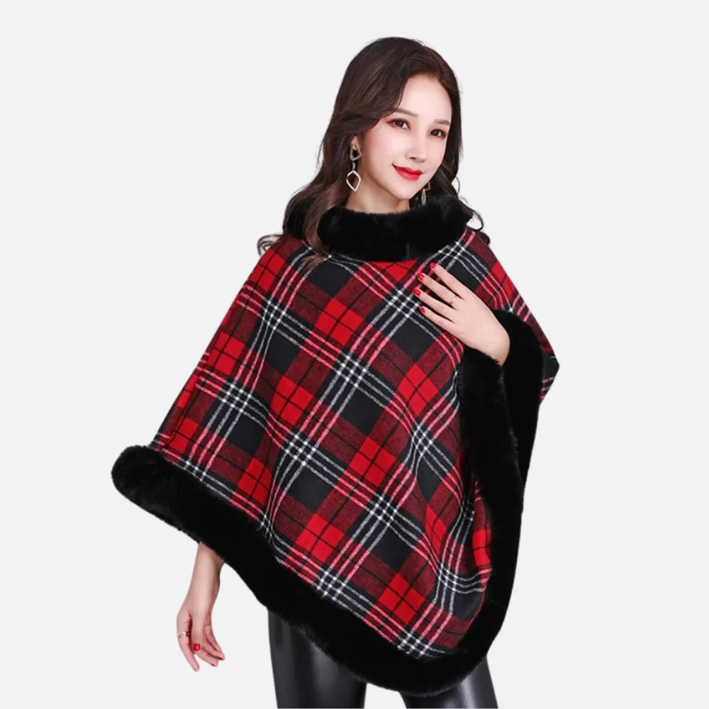 Poncho Femme Avec Finitions Fourrure – Image 7