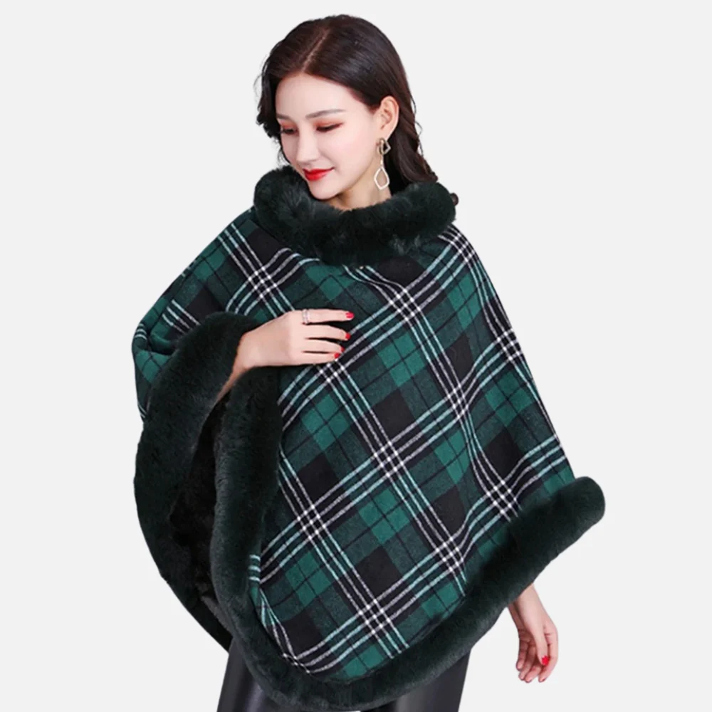 Poncho Femme Avec Finitions Fourrure – Image 9