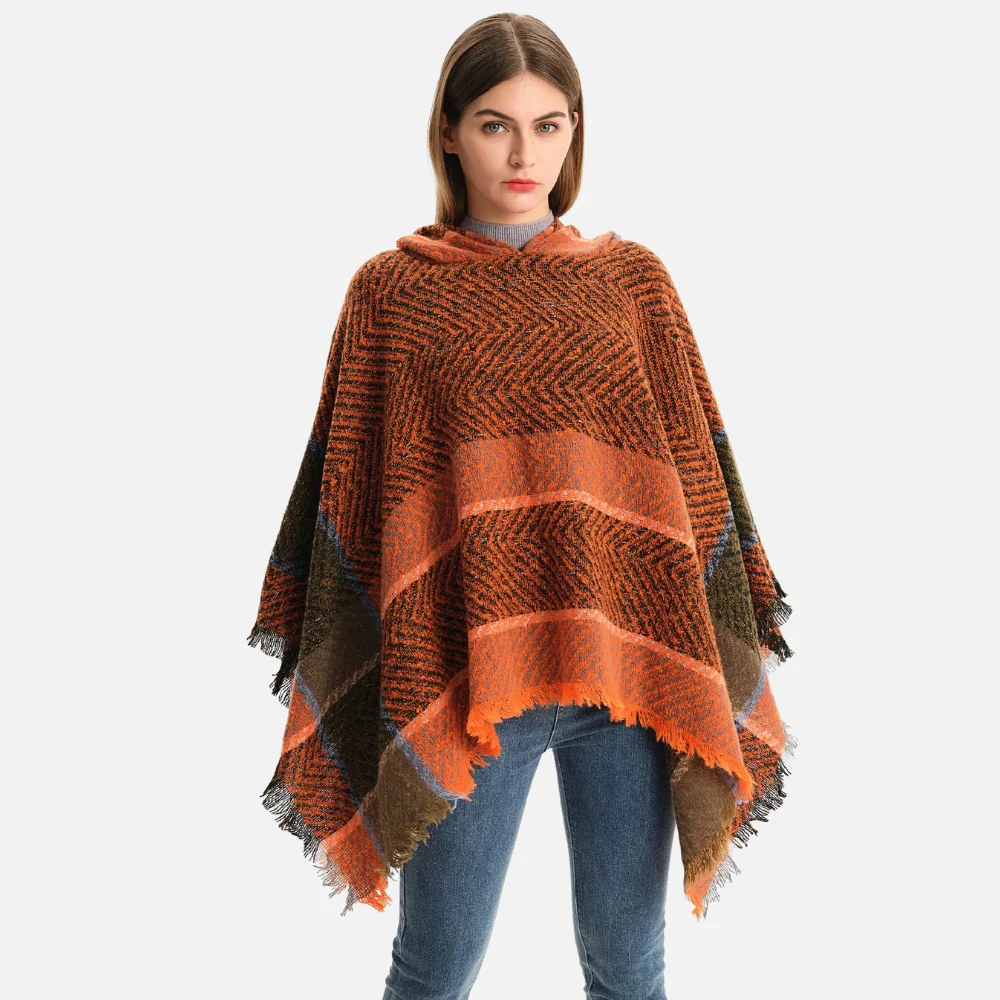 Poncho Femme Orange