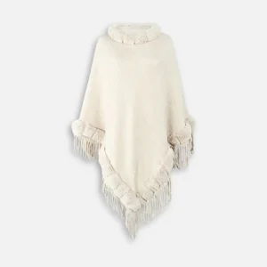 Poncho Fourrure Avec Franges