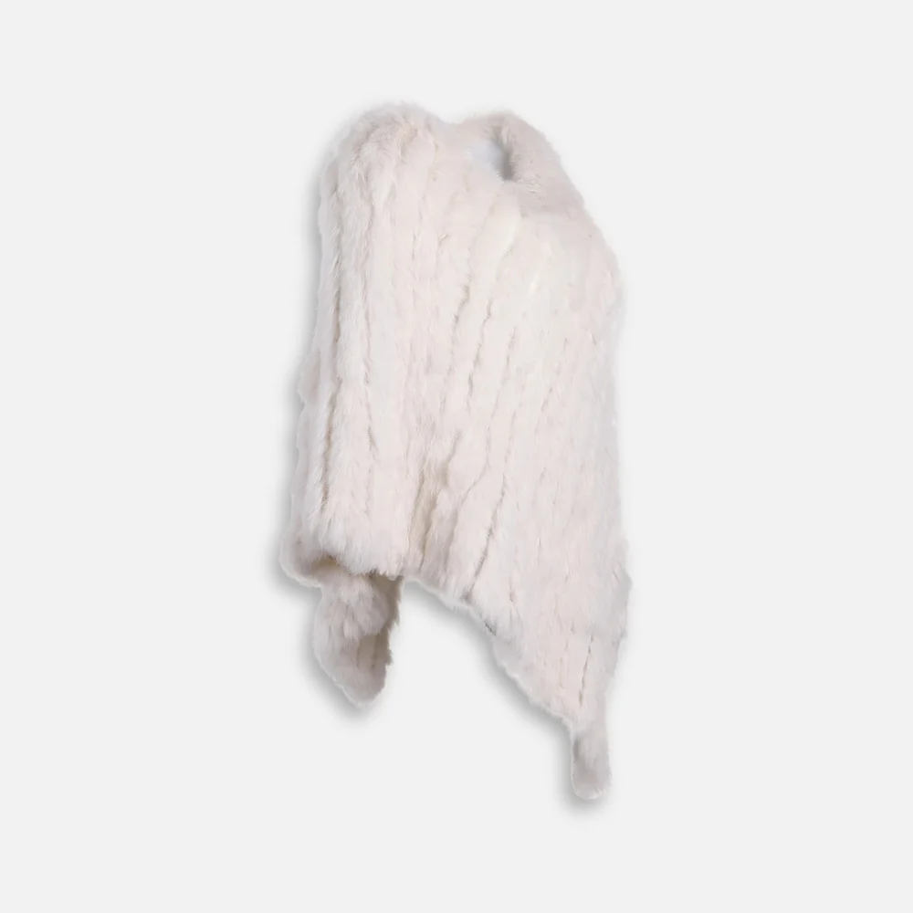 Poncho Fourrure Lapin Blanc – Image 3