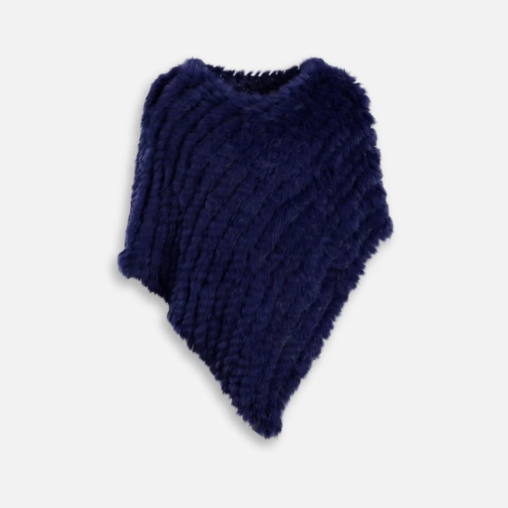 Poncho Fourrure Lapin Bleu – Image 2