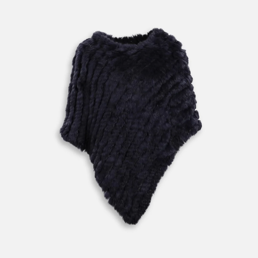 Poncho Fourrure Lapin Bleu – Image 3