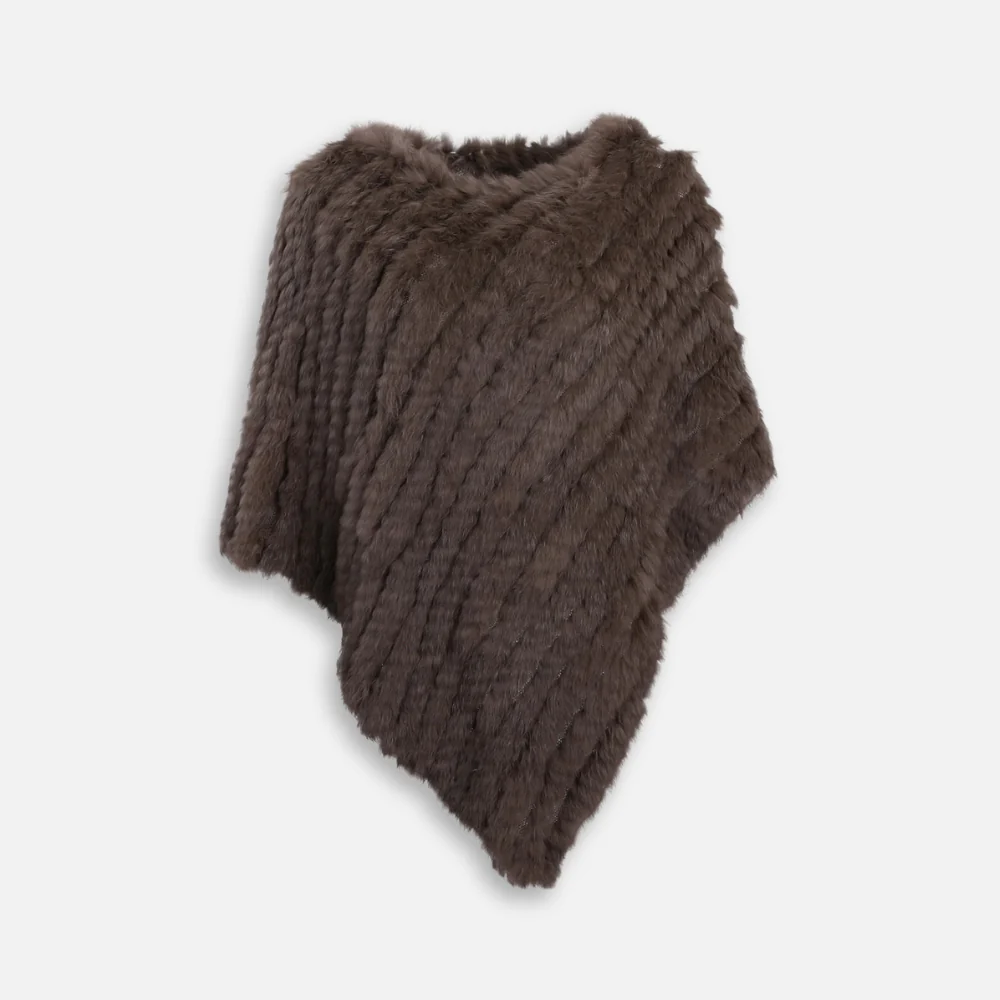 Poncho Fourrure Lapin Marron