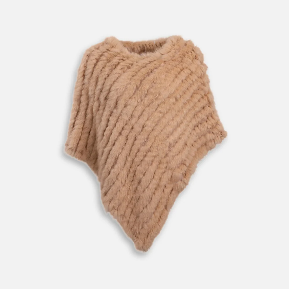 Poncho Fourrure Lapin Marron – Image 3