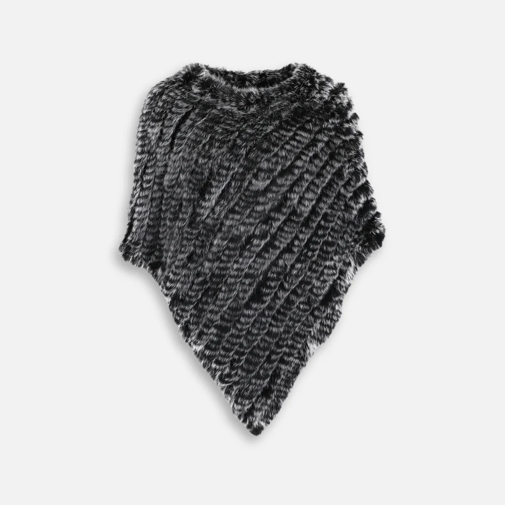 Poncho Fourrure Lapin Noir – Image 5