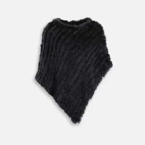 Poncho Fourrure Lapin Noir