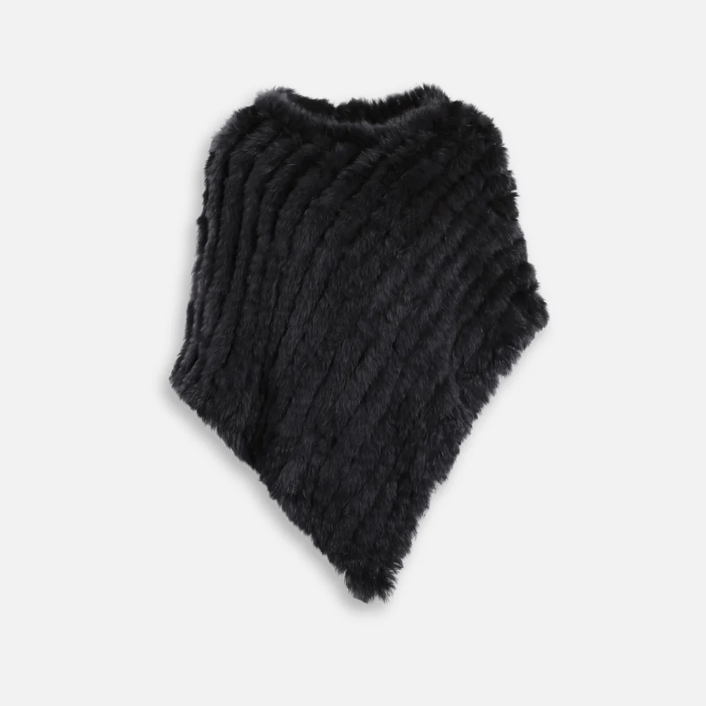 Poncho Fourrure Lapin Noir – Image 2