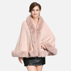 Poncho Fourrure Rose