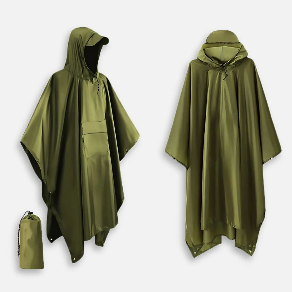 Poncho Kaki Imperméable Randonnée – Image 3