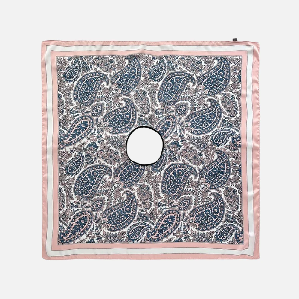 Poncho Léger Femme Motifs Floraux Bleu et Rose – Image 5
