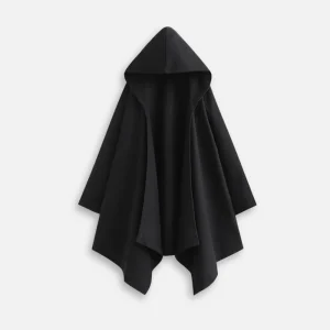 Poncho Noir À Capuche