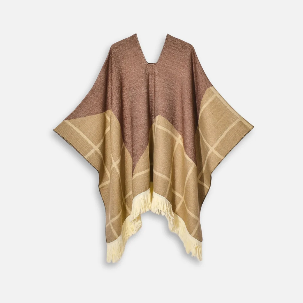 Poncho Péruvien Motifs à Carreaux – Image 7