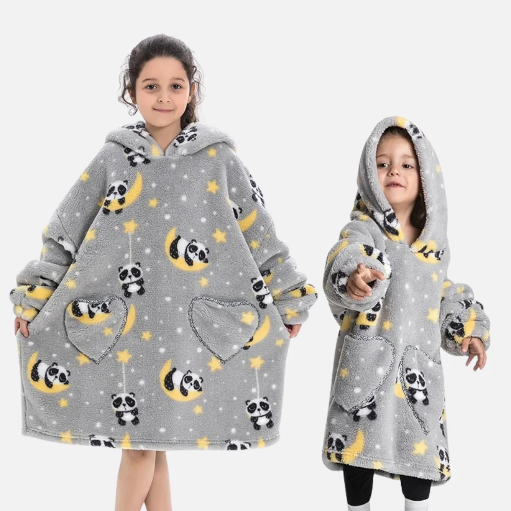 Poncho Plaid Lune et Panda – Image 2